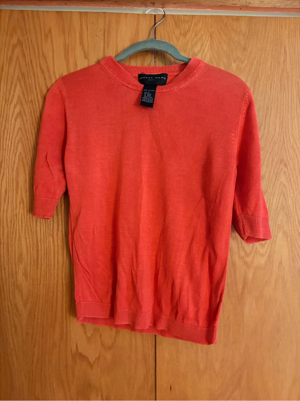 august silk Women’s Short-Sleeve Crewneck Top in Coral